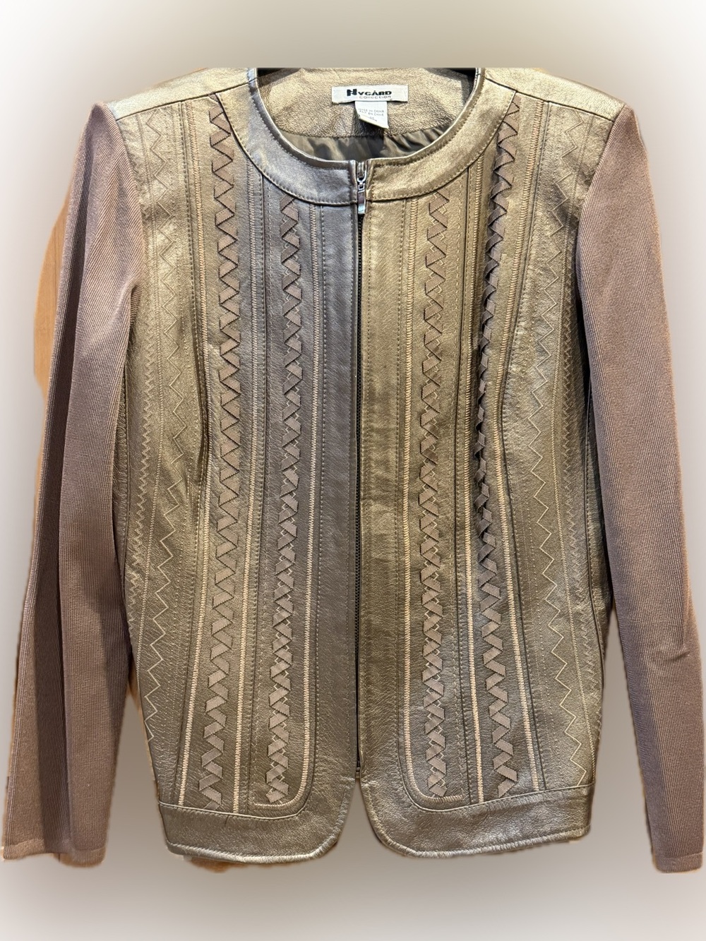 NYGÅRD Genuine Leather Jacket Bronze Metallic Zip Career Moto Boho Chic, size M